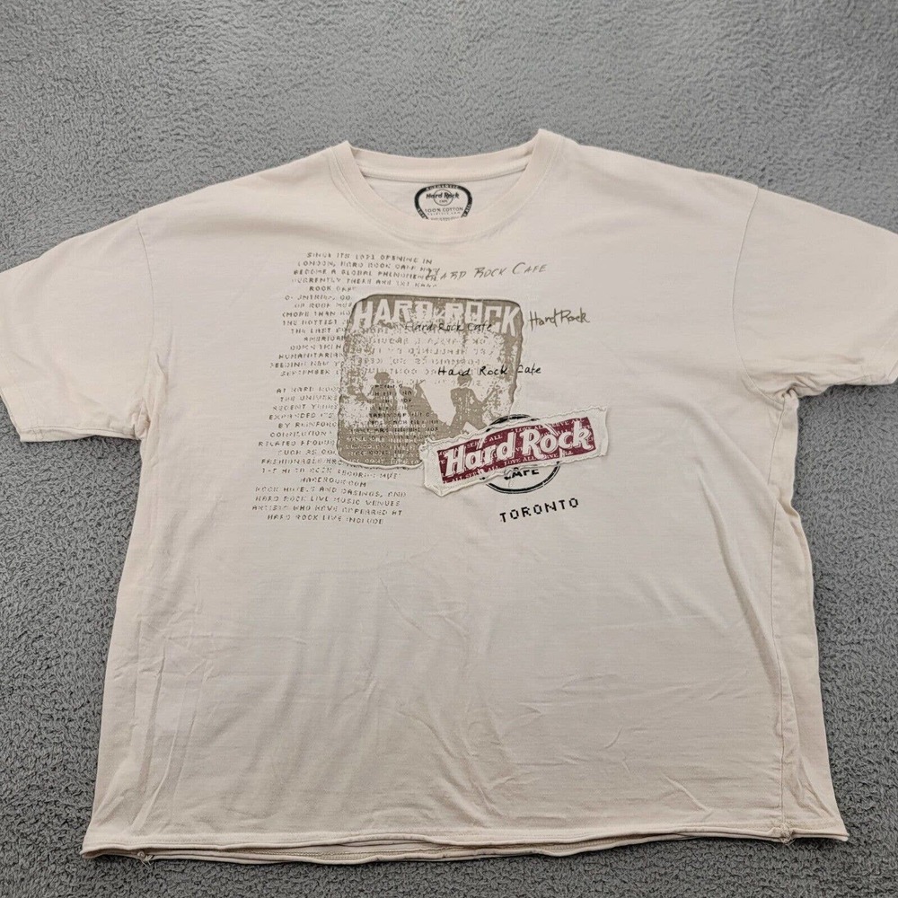Hard Rock Cafe Shirt Mens XXL Tan Toronto Vintage Love All Graphic Tee Crew Neck